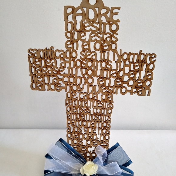Cruz Padre Nuestro Centro de mesa Bautizo, Primera Comunión Cross Holy communion - Picture 7 of 13